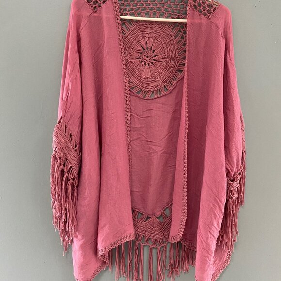 Boho Shawl Fall Festival Soft fits Woman's size Medium  Shawl Western Fringe - Picture 1 of 2